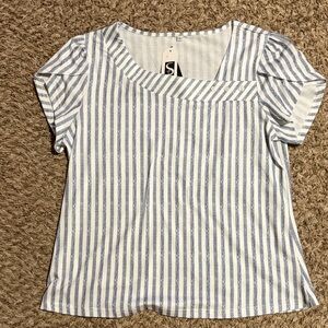 Striped Blue and White Women's Blouse